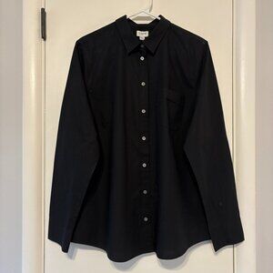 J. Crew Women's Black Cotton Poplin Button-Front Shirt Top Blouse XXL Black NWT